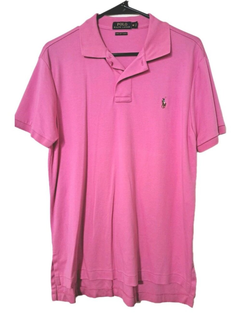 Polo Ralph Lauren Men's Pink Collared Logo Polo Shirt Medium Pima Soft Touch